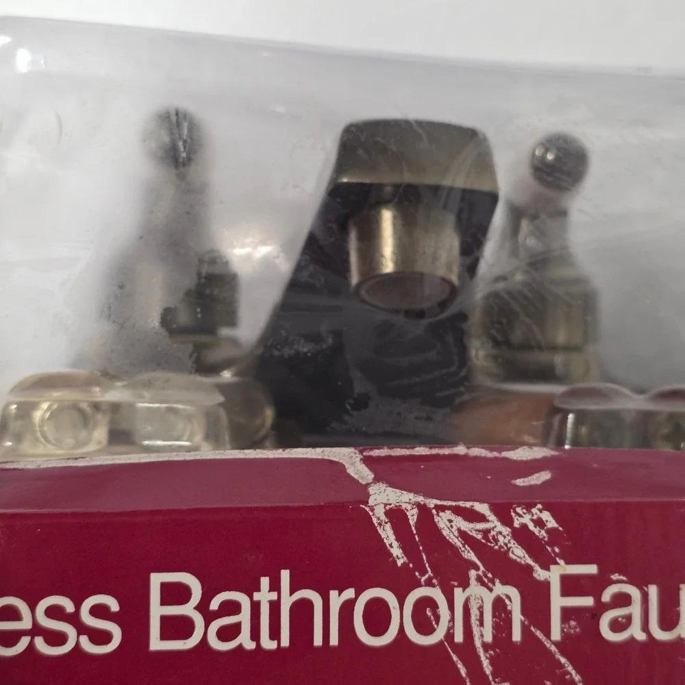 LDR 010 4850 Washerless Double Handle Bathroom Faucet Antique Brass Pop-Up NEW
